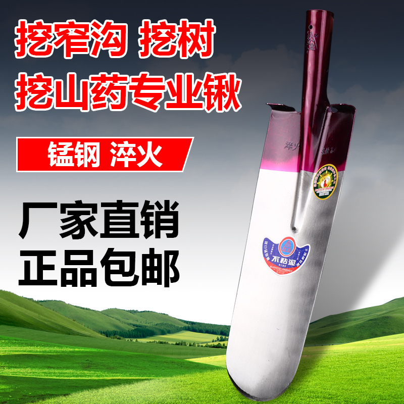 挖山药专用铁锹铁铲赶海农用工具全钢加厚尖锹窄锹挖沟锹长锹家用