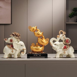 大象摆件一对聚财招财镇宅客厅创意家居饰品玄关电视柜酒柜装 饰品