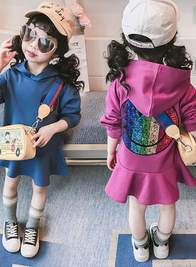 女宝宝一体绒卫衣裙子纯棉公主裙2021女童加绒连衣裙中小童秋冬裙