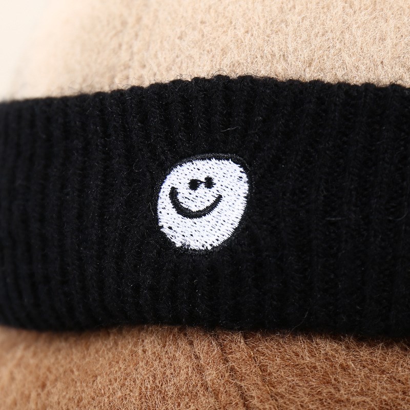 时尚春秋新款毛呢地主帽加厚保暖笑脸卷边瓜皮帽韩版街边潮冷帽男