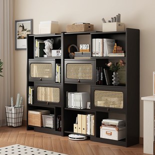 美式复古全实木落地书柜防尘带柜门小户型学生家用书房书架靠墙