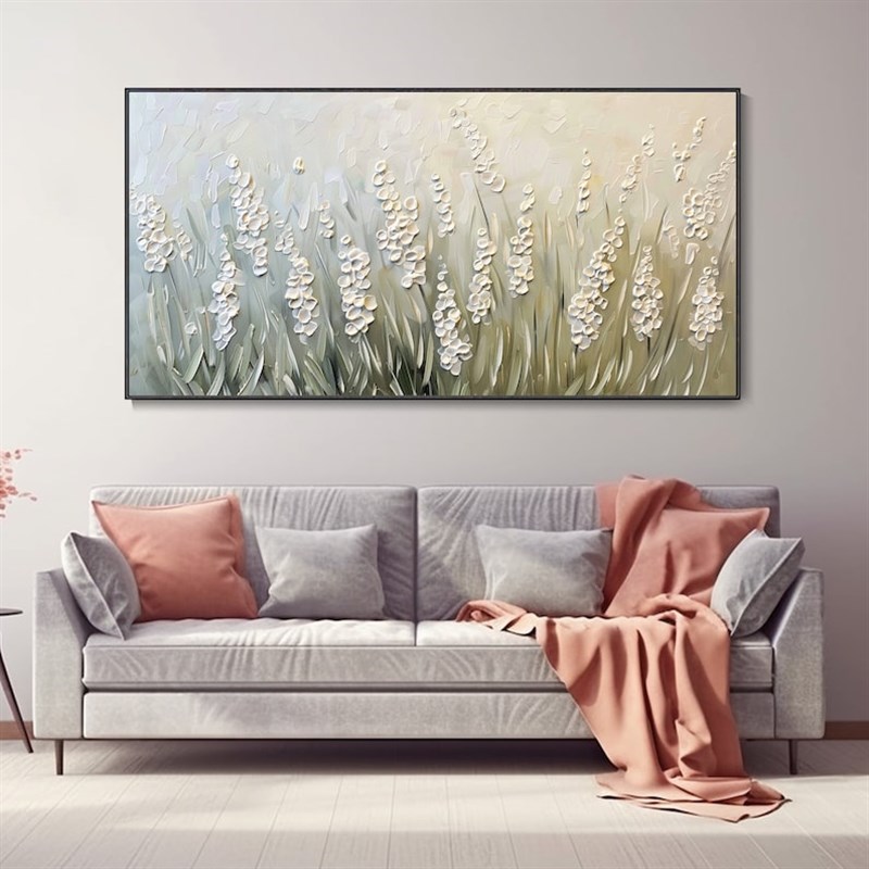 大芬村纯手绘油画奶油o风抽象花卉厚肌理立体感客厅装饰画卧室挂图片