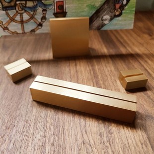 创意黄铜卡片名片夹桌面台卡架照片摆放架金属名片便签标签夹摆件