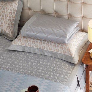 夏季 轻奢风A类抗菌凉感提花冰丝凉席 空调软席子可水洗床笠三件套