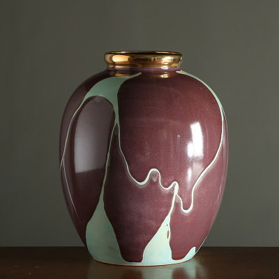 创意家居酒柜装饰品 现代客厅插器橙色瓶 金边圆瓶,家居饰品,花瓶,淘宝优惠券,粉丝福利购,淘宝优惠卷