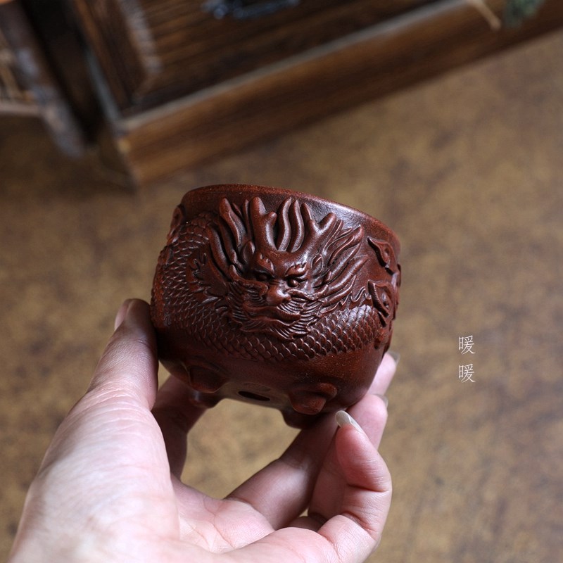 通传小龙盆暖暖精选紫砂小花盆手工精品紫泥复古 多肉绿植