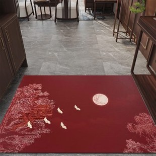 高端入户门地垫门u垫新中式 PVC 门口进门家用防滑地毯可擦洗脚垫