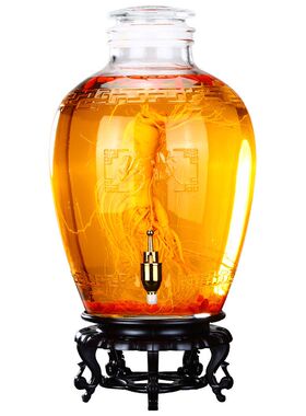 A6L酒坛子玻璃带龙头酒缸20斤装10家用玻璃酒壶密封酒瓶泡酒专用