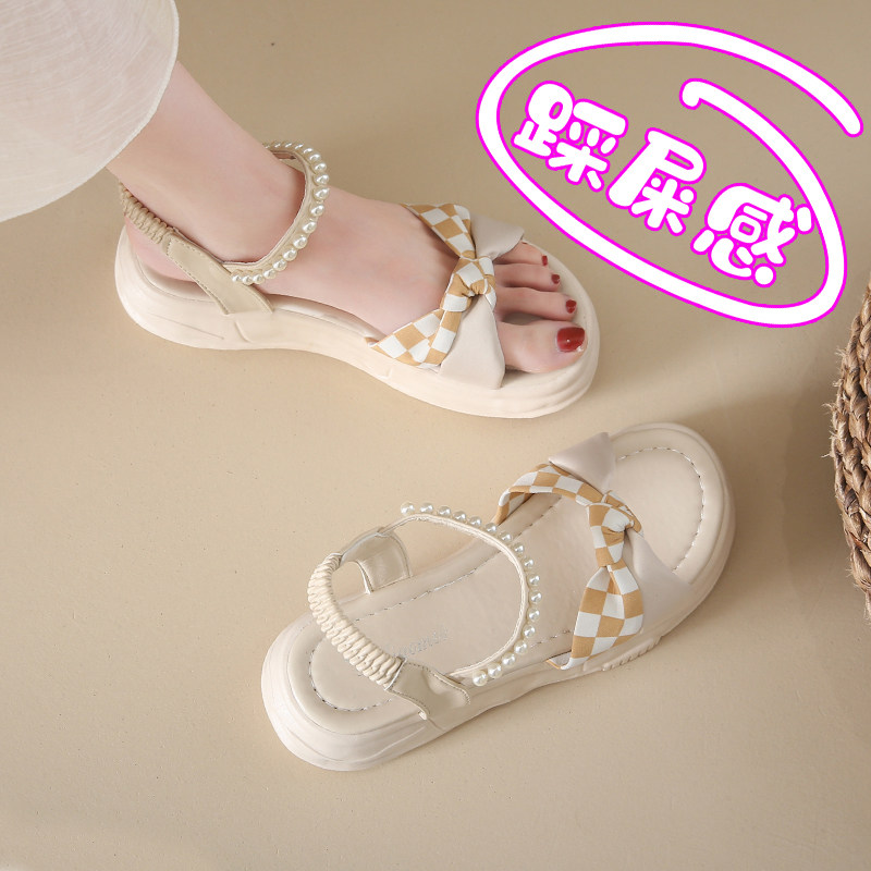 今年流行的凉鞋女外穿时尚新款2023夏季仙女风凉拖百搭厚底踩屎感