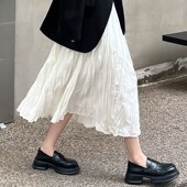 小个子休闲褶皱a字托腹裙 外穿韩版 棉麻百褶孕妇半身裙春夏季 薄款