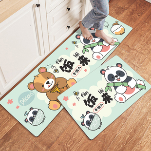 卡通可爱厨房地垫皮革pvc耐脏防滑防油防水P脚垫家用免洗可擦垫子