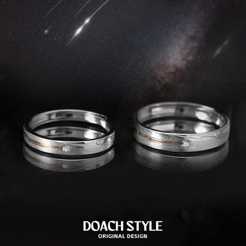 流星雨情侣对戒999纯银情侣戒指小众设计高级感情侣礼物送男女友