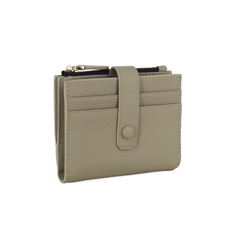 新品山羊皮钱包女士真皮多卡位搭扣卡包竖款短款简约拉链零钱包薄,箱包皮具/热销女包/男包,钱包,淘宝优惠券,粉丝福利购,淘宝优惠卷