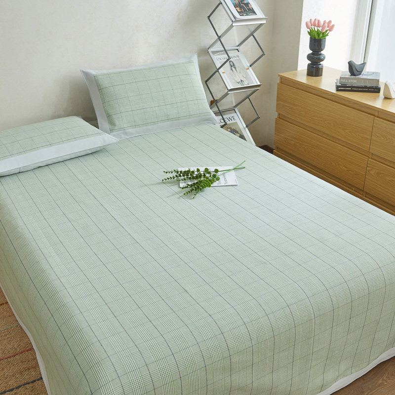 老粗布纯棉床单三件套100全棉棉麻凉席夏季高档双人加厚被单1.8m