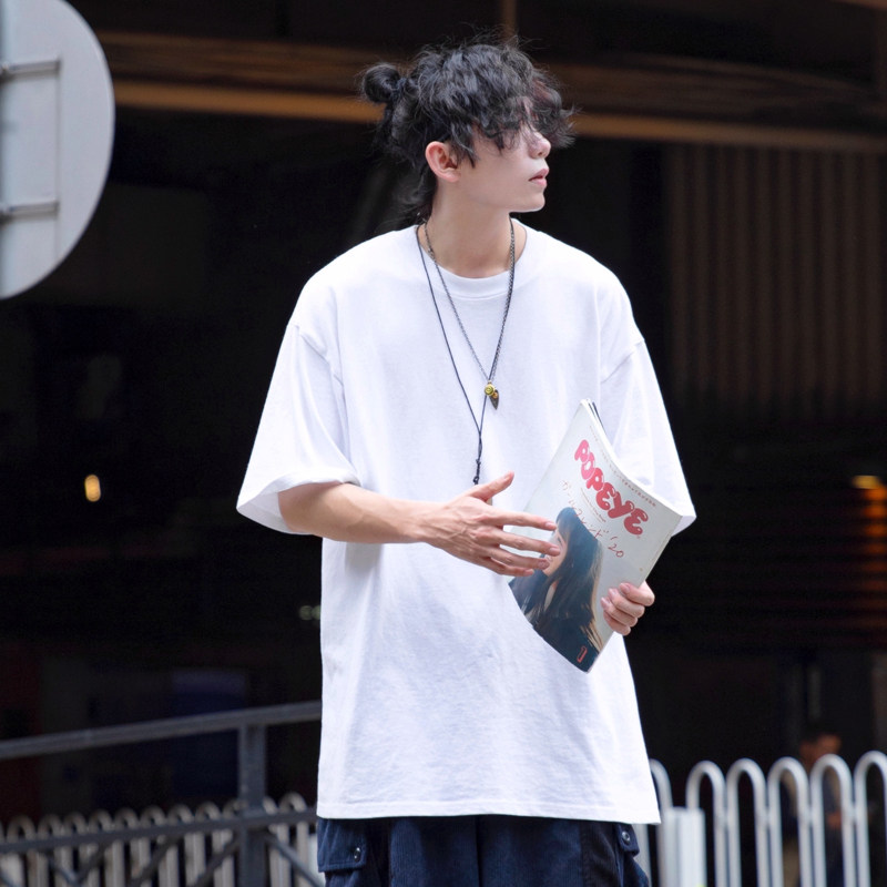 水曜日定休 日系简约重磅不透纯色短袖男打底衫T恤宽松百搭纯棉,男装,T恤,淘宝优惠券,粉丝福利购,淘宝优惠卷