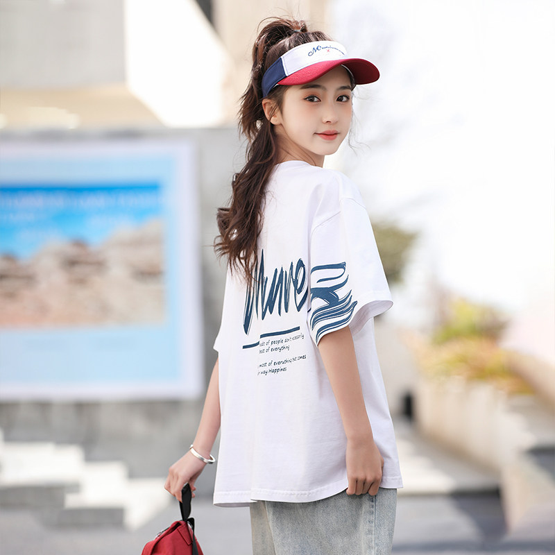 女大童夏装2024新款初中生半袖9女孩短袖T恤洋气少女休闲运动服15,童装/婴儿装/亲子装,T恤,淘宝优惠券,粉丝福利购,淘宝优惠卷
