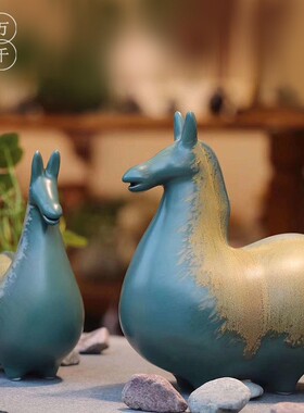 新中式陶瓷马摆件 现代简约创意工艺品 电视柜博古架家居装饰品