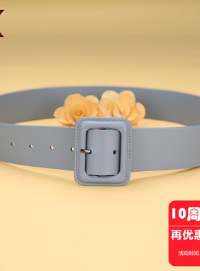 腰封女真皮牛皮灰色百搭时尚装饰配连衣裙子大衣高级感宽腰带夏季