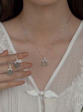 纯银天然岫玉佛公吊坠项链高级感轻奢小众2025新款配饰女生日礼物