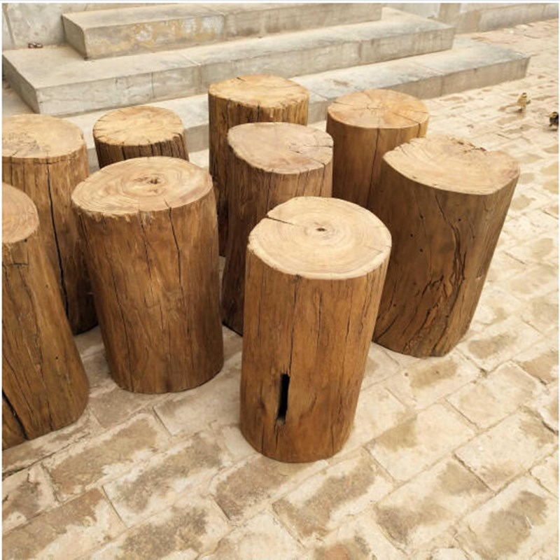 老榆木木墩原木木墩底座圆木墩茶几家用实木木墩家用花墩装饰树墩