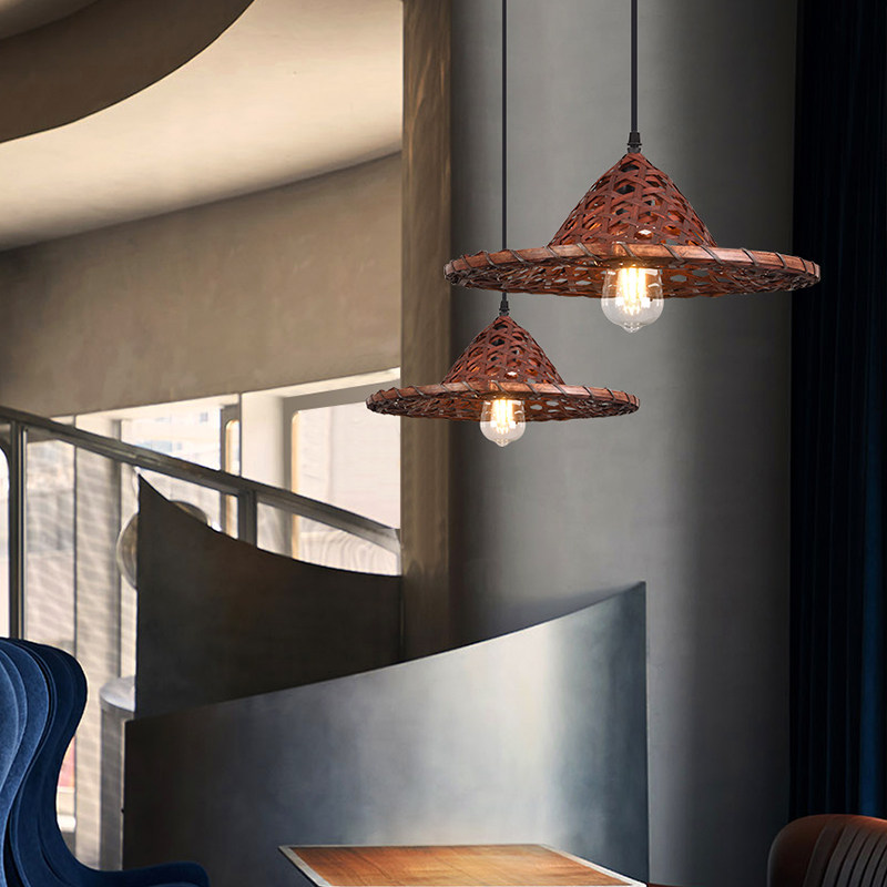 草帽灯罩复古田园农家乐院火锅店个性创意竹编织斗笠吊灯,家装灯饰光源,客厅吊灯,淘宝优惠券,粉丝福利购,淘宝优惠卷