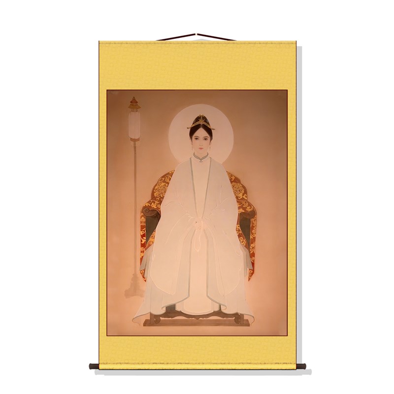 东岳泰山天仙玉女碧霞元君画像奶神像挂画客厅家用供奉丝绸装饰画