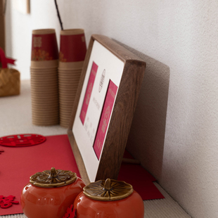 结婚登记证收藏实木摆台相框婚姻登记照婚纱照夫妻领证相框挂墙