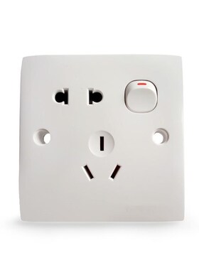 老式86型带开关插座面板86型墙壁单开双控1开5孔电源插座一开五孔