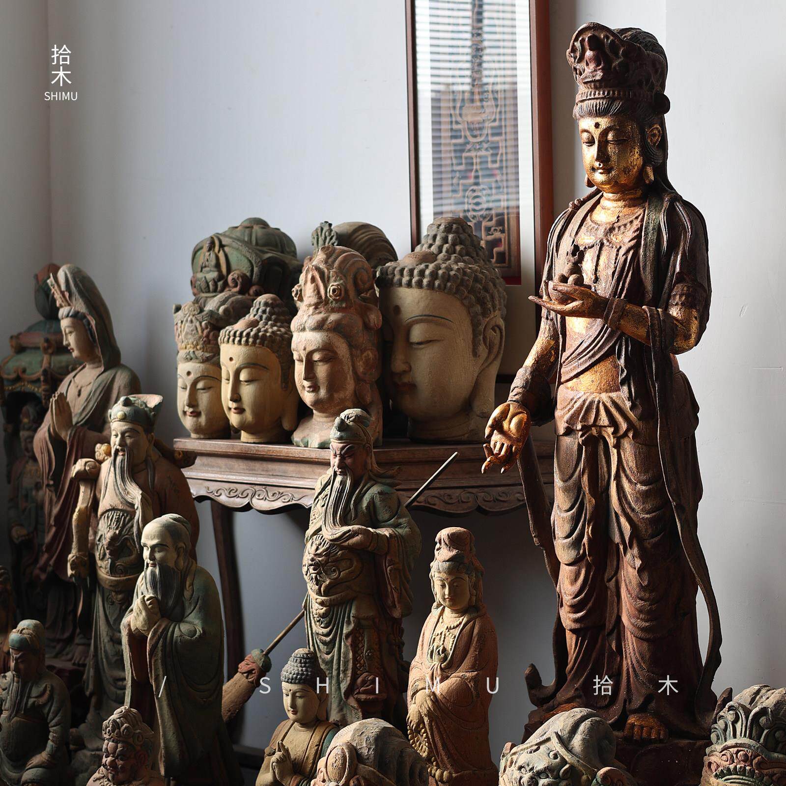 拾木| 佛首彩绘佛像木雕实木中式仿古寺庙摆件民俗老物件明清古典