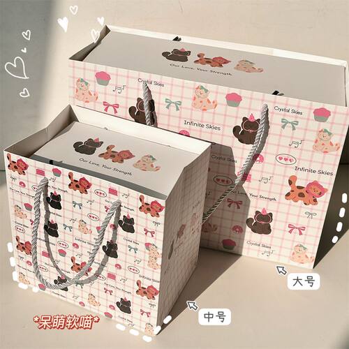 原创设计呆萌软喵磁吸礼盒翻盖式高颜值ins生日包装收纳盒礼品盒