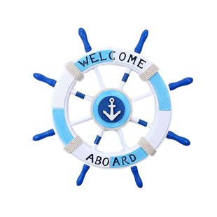 地中海风格舵手方向盘创意壁饰挂饰木质船舵客厅家居墙面装饰