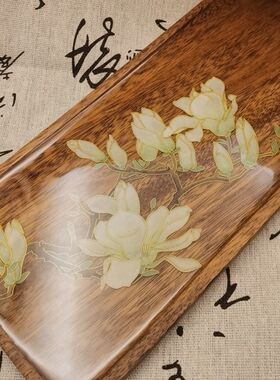白玉兰胡桃木茶盘掐丝珐琅DIY釉料材料包