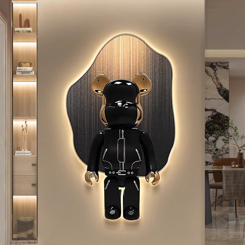 氛围灯玄关暴力熊装饰画潮流LED灯光画入户进门客厅挂画餐厅壁灯