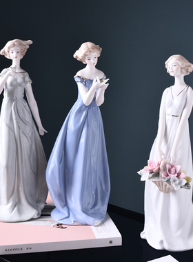 欧式家居客厅陶瓷人物饰品酒柜电视柜卧室装饰品西洋美女创意