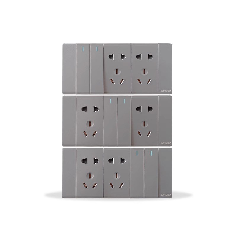 锦迈暗装118型二开十孔开关插座三位连体插座面板一体家用多功能2