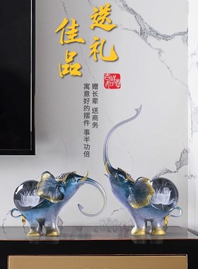 天然水晶大象招财桌面摆件高级感高端艺术上档次客厅玄关家居饰品