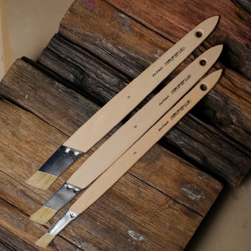 德国DVinci达芬奇油画刷猪鬃毛斜锋画笔丙烯刷子短锋背景刷