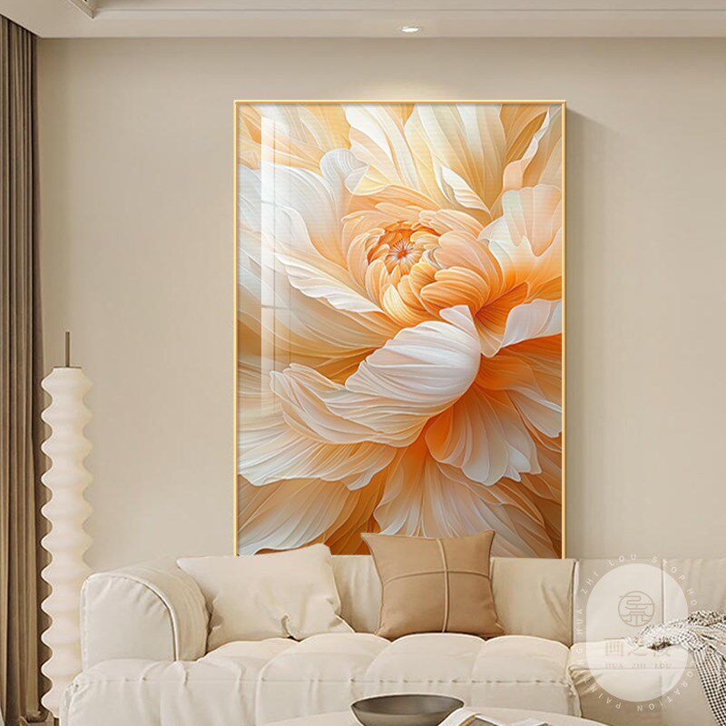 新款奶油风富贵客厅装饰画绽放牡丹沙发背景墙大幅挂画,家居饰品,现代装饰画,淘宝优惠券,粉丝福利购,淘宝优惠卷