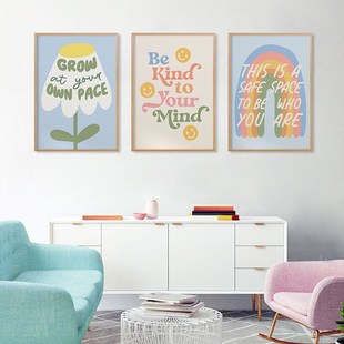 心理咨询室布置装饰画英文治愈励志标语挂画心理学辅导室墙壁画