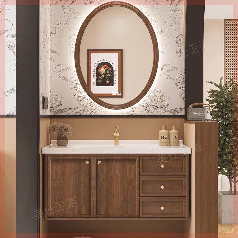 法式中古风浴室柜橡木陶瓷一体盆洗手洗脸洗漱台定制,家装主材,浴室柜组合,淘宝优惠券,粉丝福利购,淘宝优惠卷