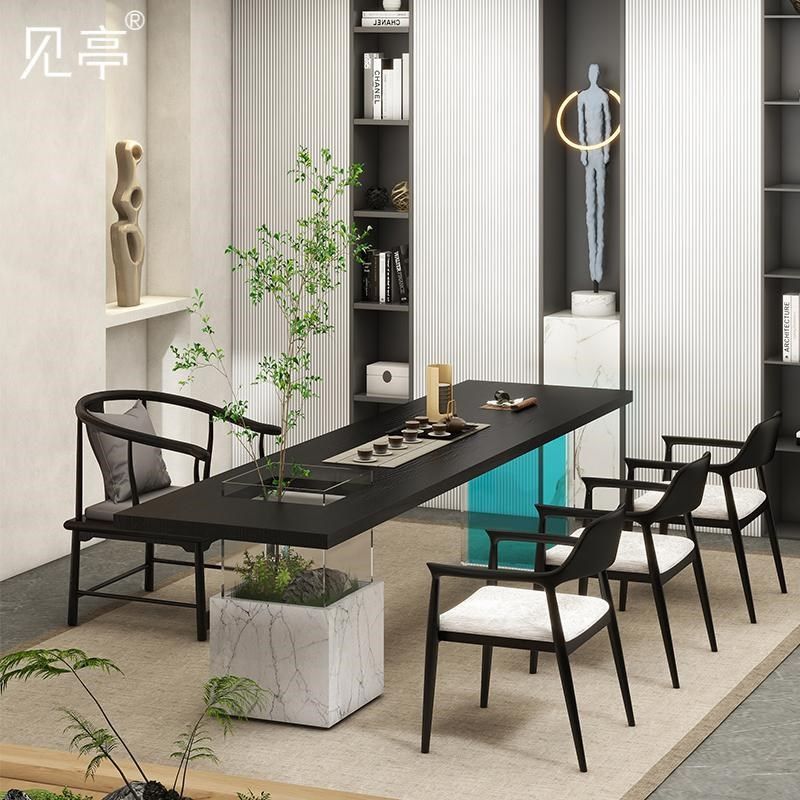 见亭新白蜡木岩板意式极简实木办公室茶桌椅泡茶台,住宅家具,家用茶台/茶桌,淘宝优惠券,粉丝福利购,淘宝优惠卷