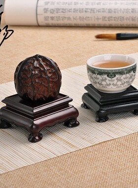 红木印章底座整料玉石奇石头底座茶壶盆景玉玺方形古玩底座