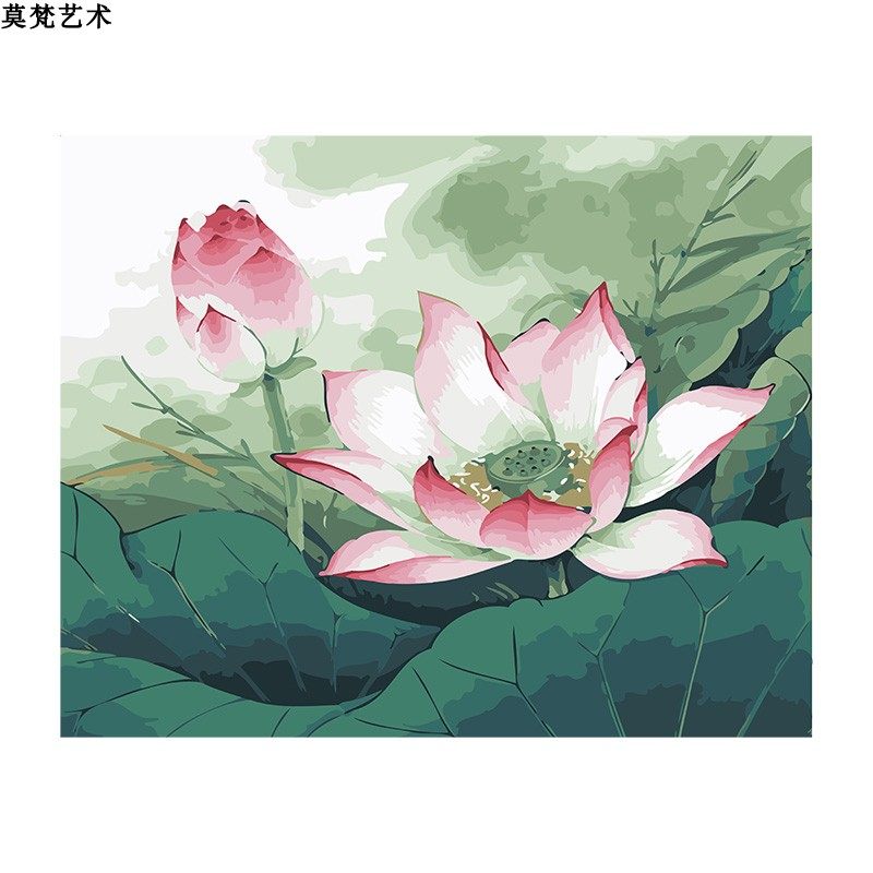 数字油画di手工填充新自然荷客厅装饰画手绘涂色油彩画,家居饰品,DIY/数字油画,淘宝优惠券,粉丝福利购,淘宝优惠卷