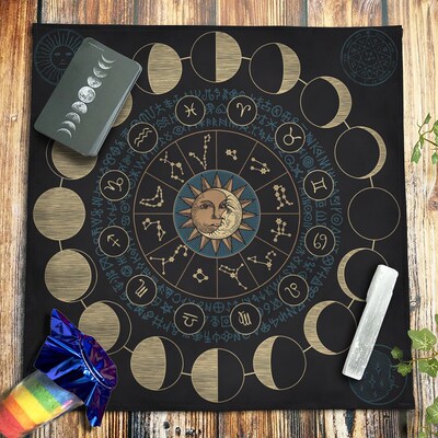 定制绒布月相星座塔牌桌布塔牌布推牌布祭坛仪式布背景布