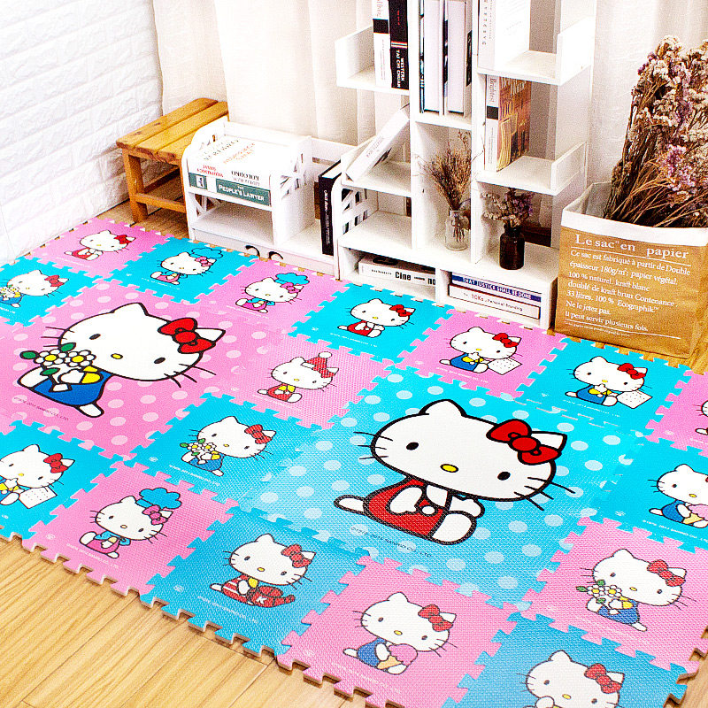 llo i猫卡通拼接地垫地板泡沫女孩爱粉色卧室凯蒂猫,居家布艺,家用脚垫,淘宝优惠券,粉丝福利购,淘宝优惠卷