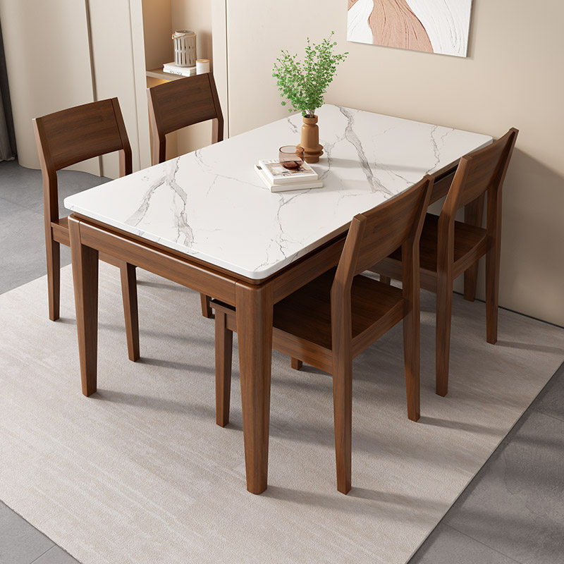 岩板餐桌椅家用小户型长方形实木饭桌款歺桌胡桃木色桌子,住宅家具,岩板餐桌,淘宝优惠券,粉丝福利购,淘宝优惠卷