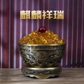 小铜记黄铜麒麟莲聚财聚宝盆米缸招财存钱罐客厅业工艺品