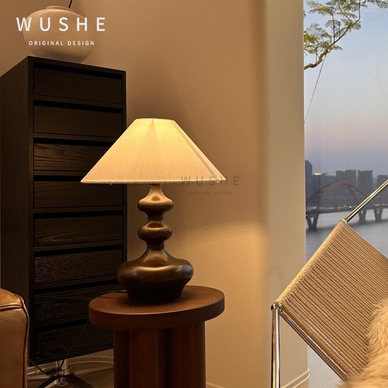物设 侘寂风氛围台灯 新复古级客厅白蜡木设计师卧室台灯,家装灯饰光源,装饰台灯,淘宝优惠券,粉丝福利购,淘宝优惠卷