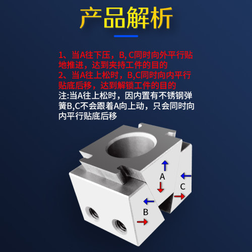 制王并列固定N加工中心膨胀多工位夹具向斜锲式O夹精密虎钳