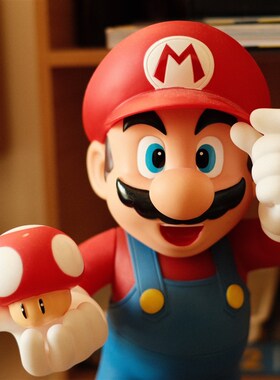 超级耐看复古怀旧爱吃蘑菇的玛丽公仔模型电玩题装饰摆件